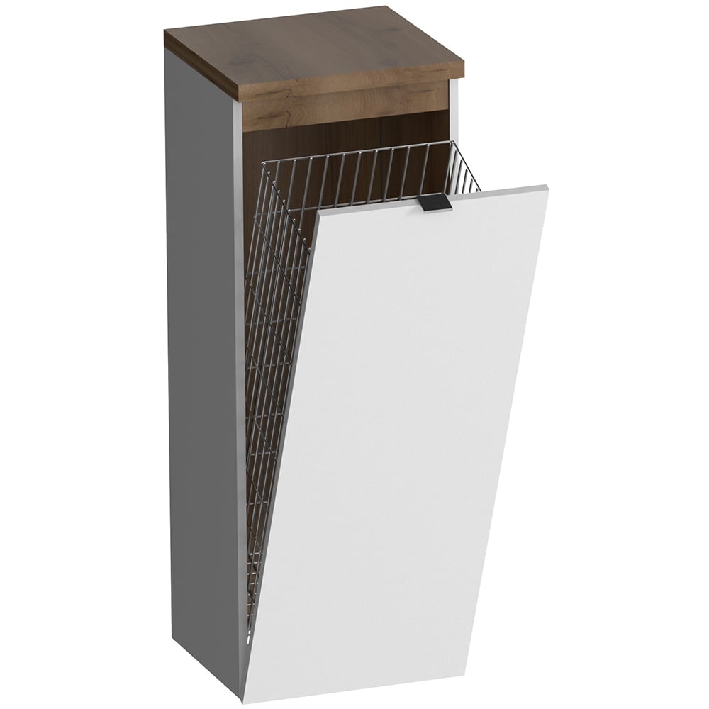 Dulap baie cu cos de rufe Woodart Bari, 40 x 35 x 105 cm, alb-maro inchis