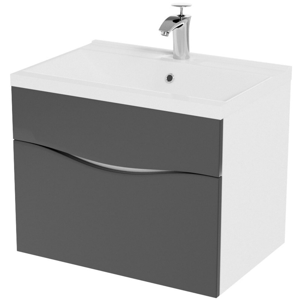 Set masca si lavoar Woodart Vola, 65 x 46 x 55 cm, negru mat