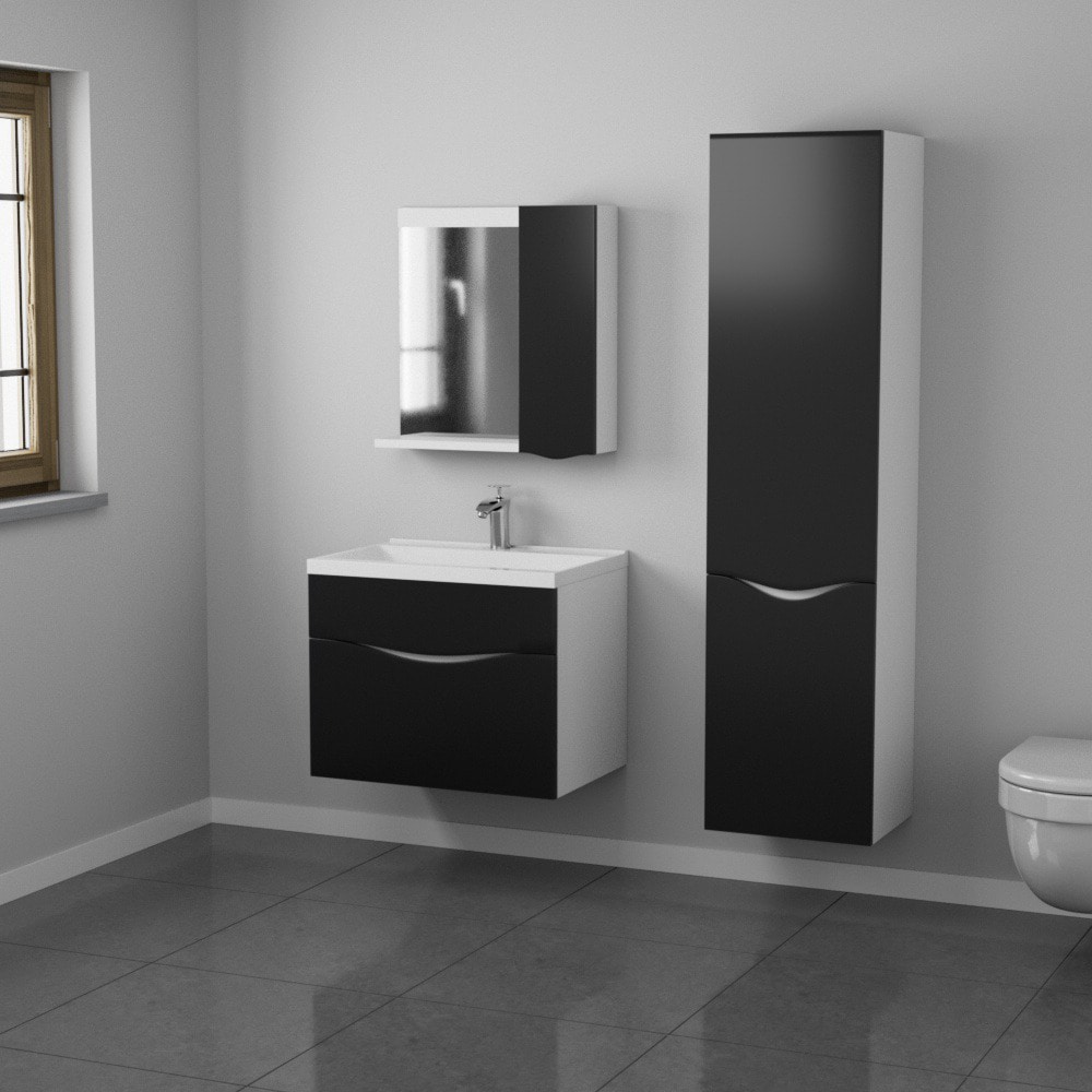 Set masca si lavoar Woodart Vola, 65 x 46 x 55 cm, negru mat