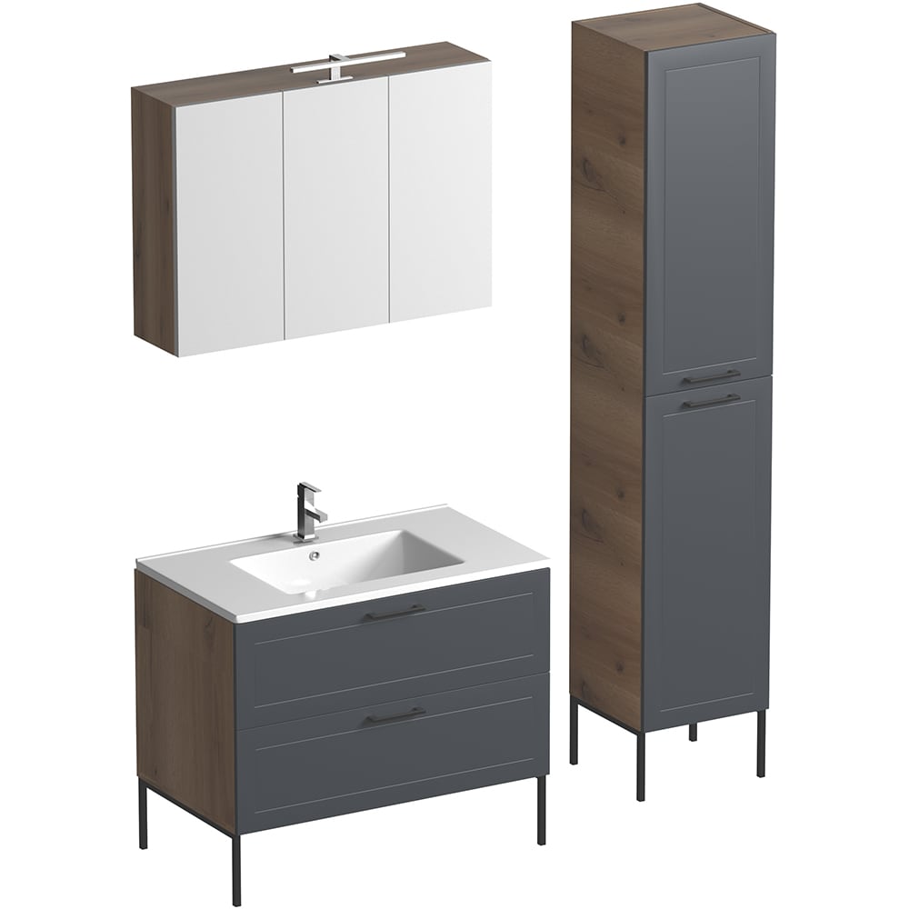 Dulap coloana baie Woodart Caixo, 40 x 35 x 160 cm, antracit-maro inchis