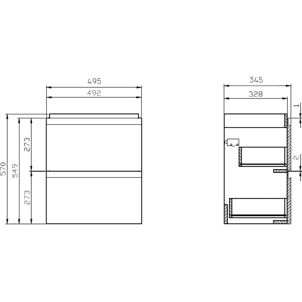 Set masca si lavoar Cersanit Moduo SLM, 49.5 x 34.5 x 62 cm, alb