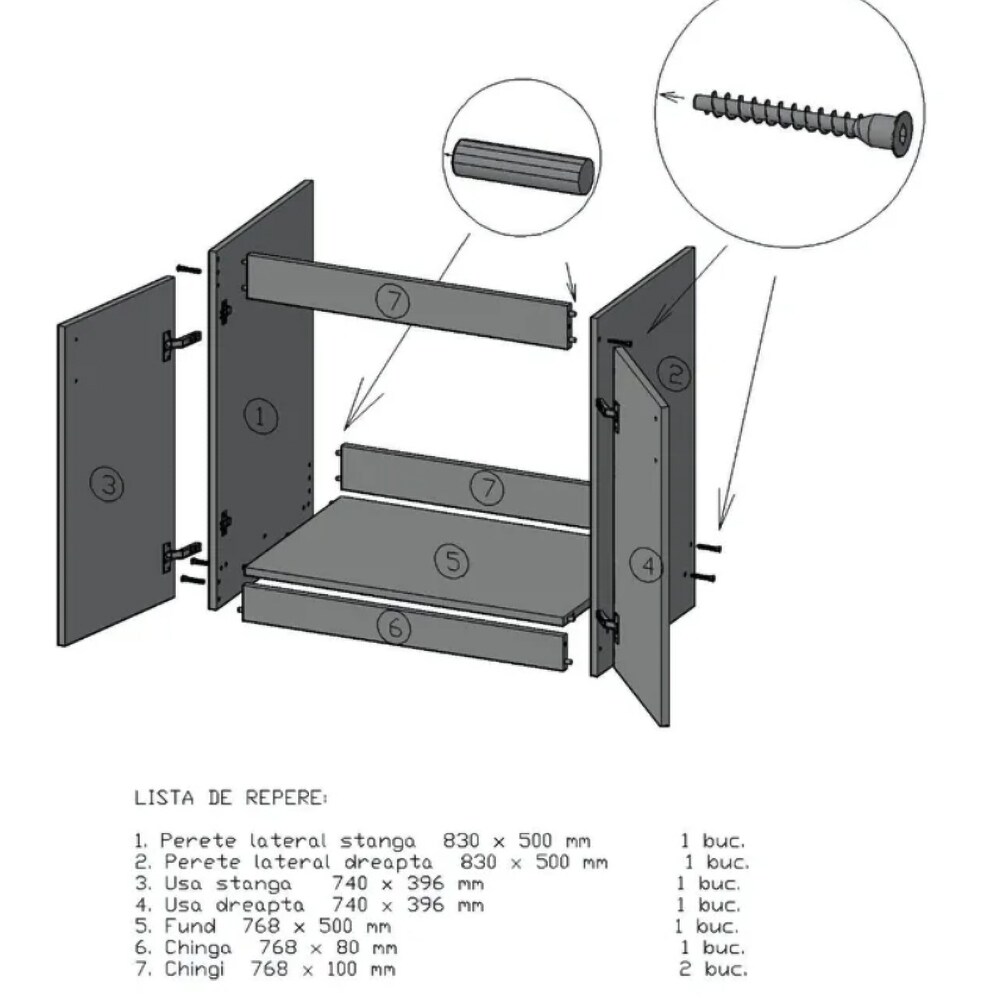 Masca bucatarie, PAL, 80 x 51.5 x 83 cm, sonoma