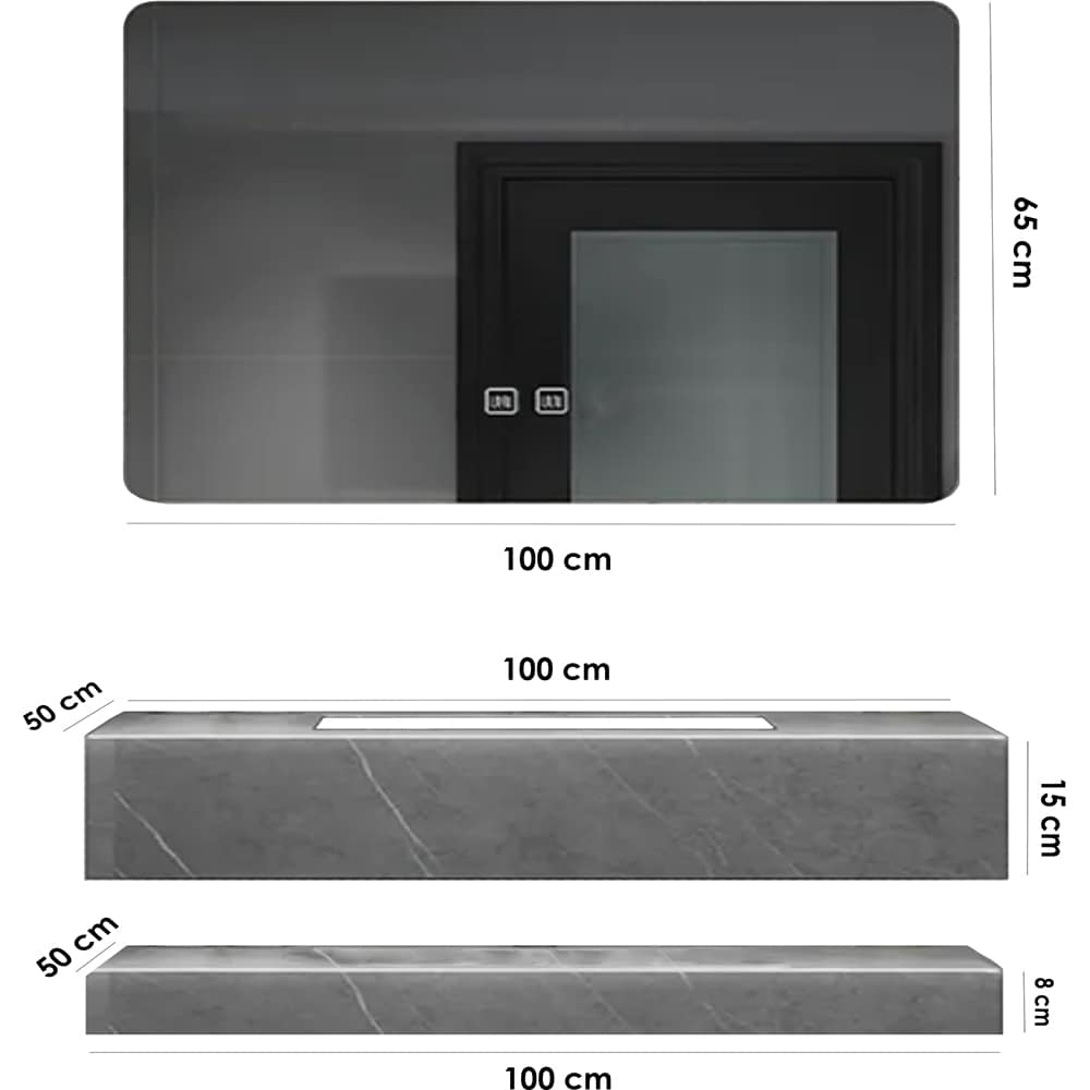 Set mobilier baie SANDONNA Lumi, 100 x 50 x 15 cm, gri