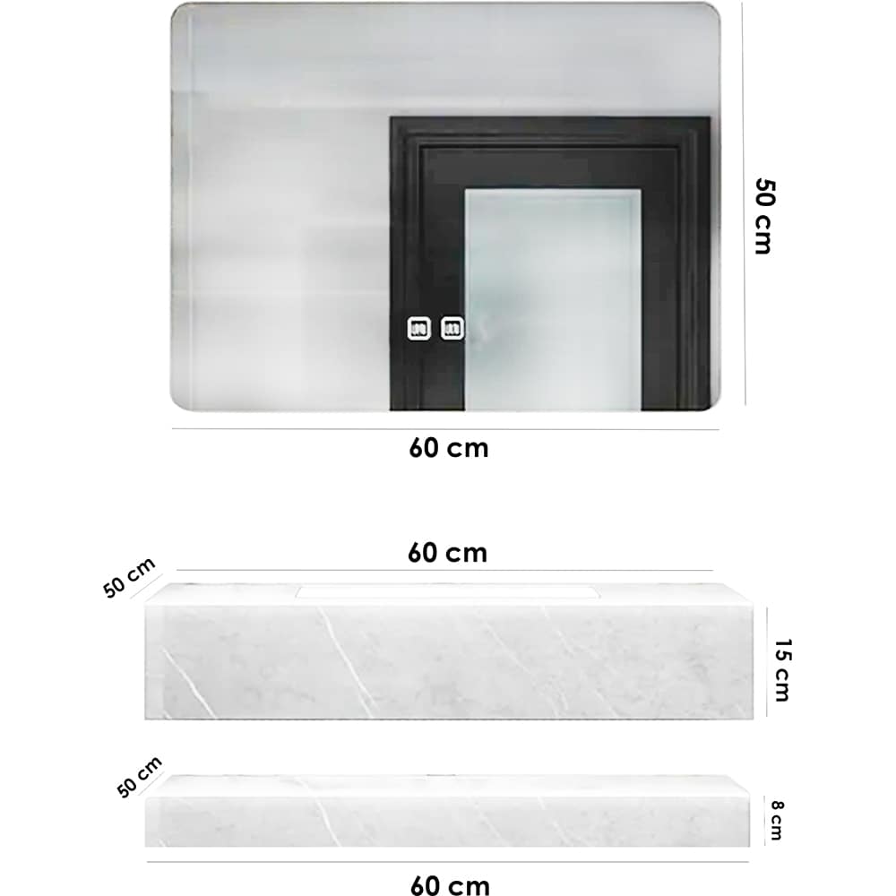 Set mobilier baie SANDONNA Lumi, 60 x 50 x 15 cm, alb