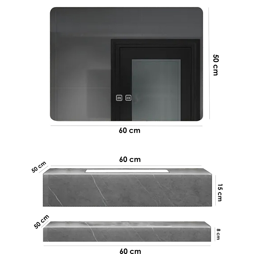 Set mobilier baie SANDONNA Lumi, 60 x 50 x 15 cm, gri