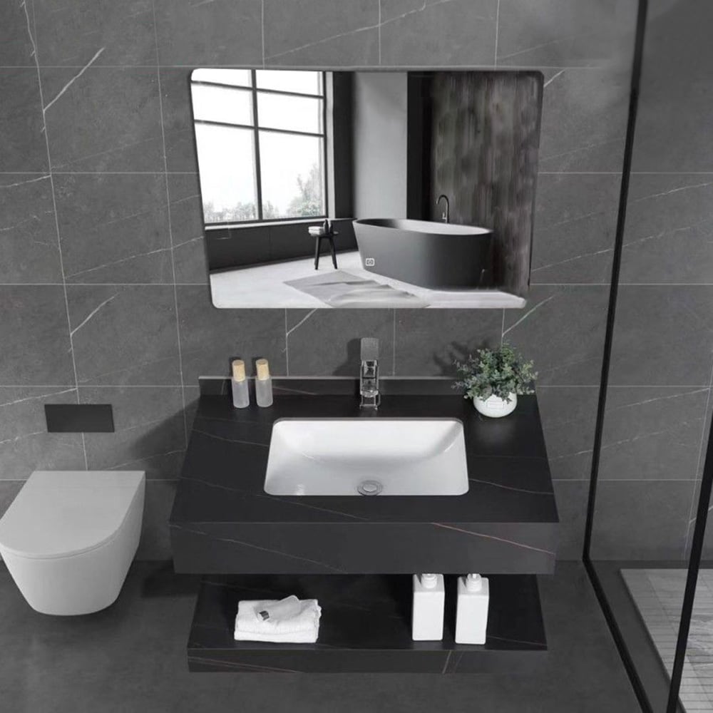 Set mobilier baie SANDONNA Lumi, 80 x 50 x 15 cm, negru