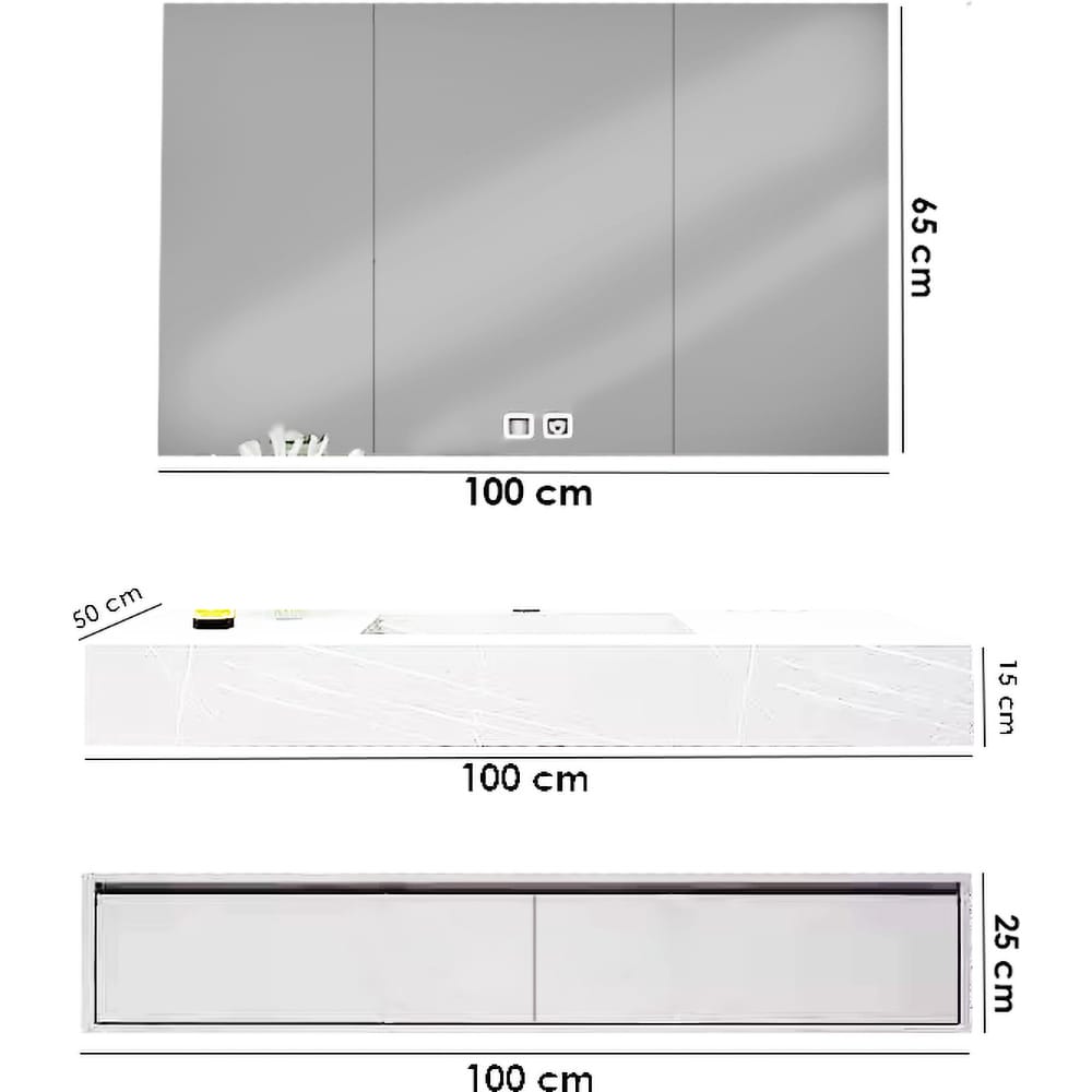 Set mobilier baie SANDONNA Nova, 100 x 50 x 15 cm, alb
