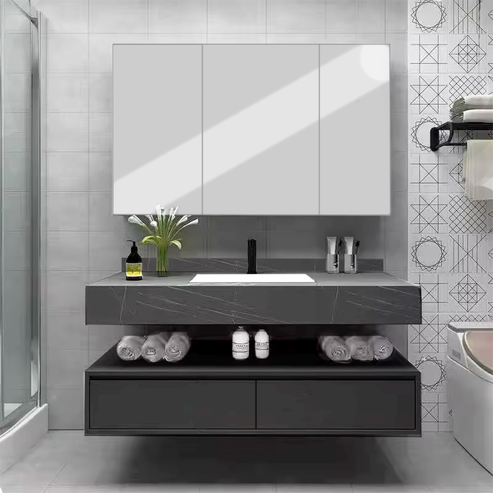 Set mobilier baie SANDONNA Nova, 100 x 50 x 15 cm, negru