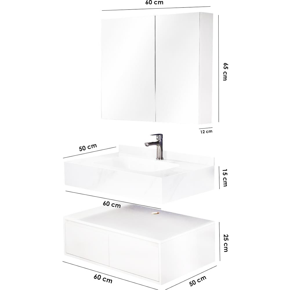 Set mobilier baie SANDONNA Nova, 60 x 50 x 15 cm, alb