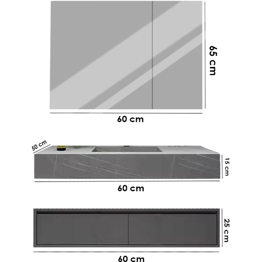 Set mobilier baie SANDONNA Nova, 60 x 50 x 15 cm, gri