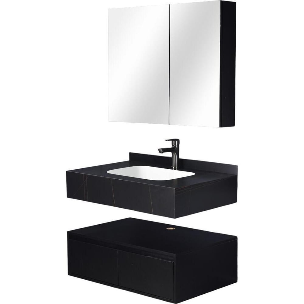 Set mobilier baie SANDONNA Nova, 60 x 50 x 15 cm, negru