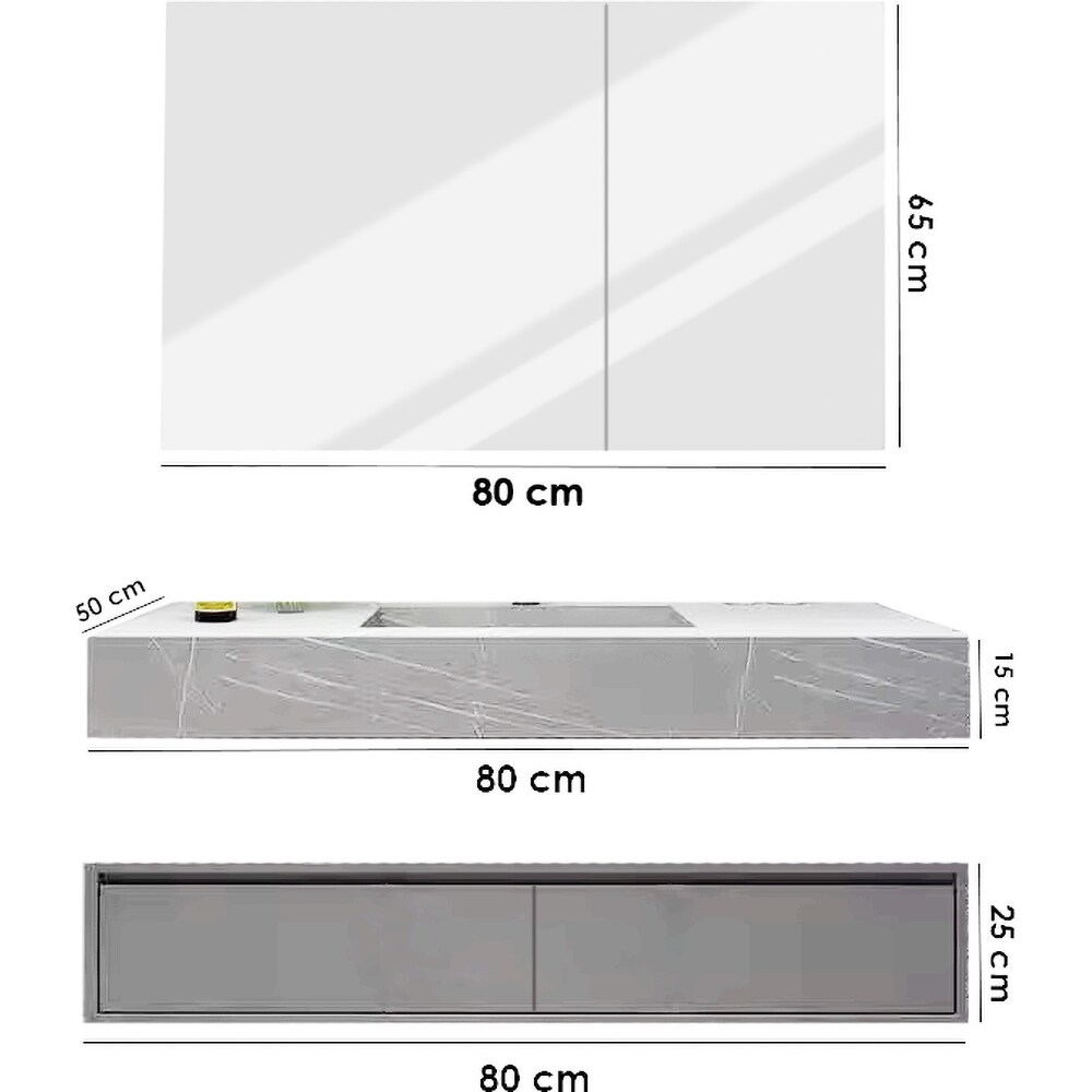 Set mobilier baie SANDONNA Nova, 80 x 50 x 15 cm, gri