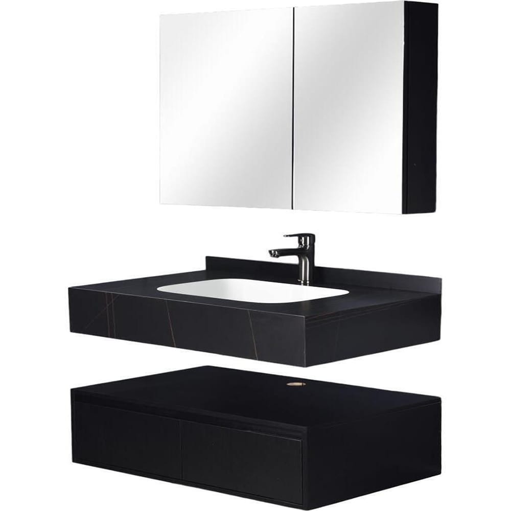 Set mobilier baie SANDONNA Nova, 80 x 50 x 15 cm, negru