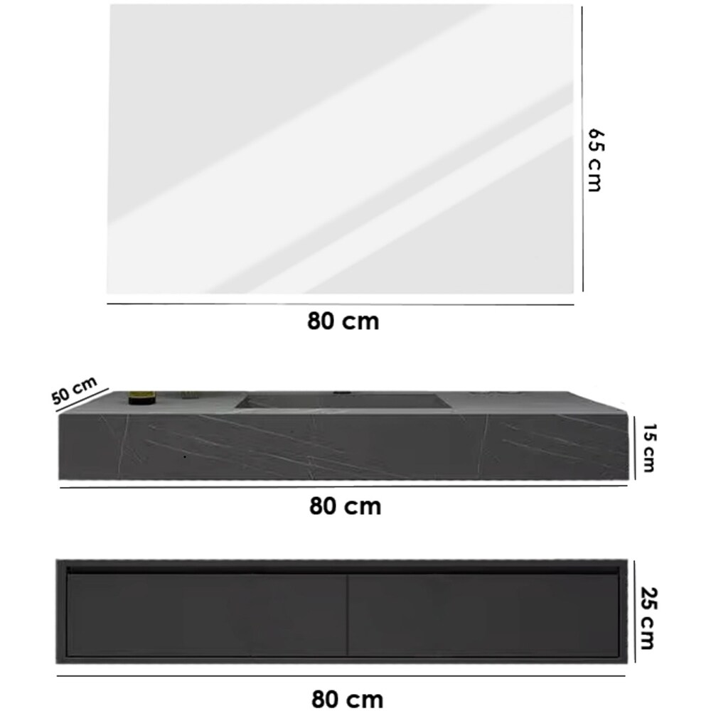 Set mobilier baie SANDONNA Nova, 80 x 50 x 15 cm, negru