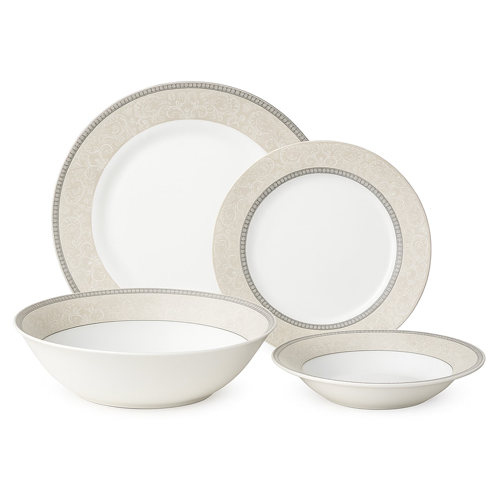 Set de masa MYRIA MC4055, 19 piese, opal, alb