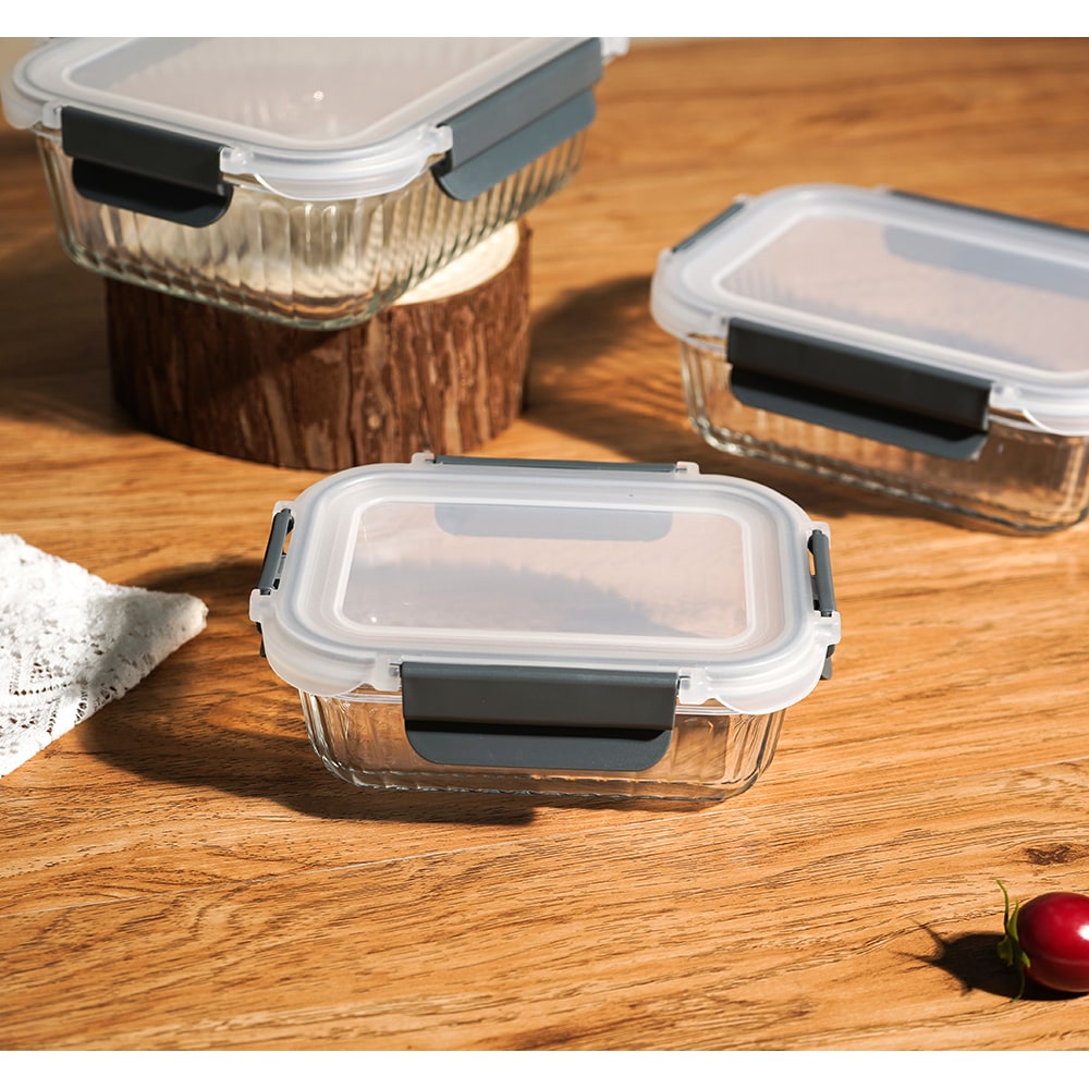 Set caserole MYRIA MC4058, 3 piese, 0.37- 1.05l, sticla, transparent