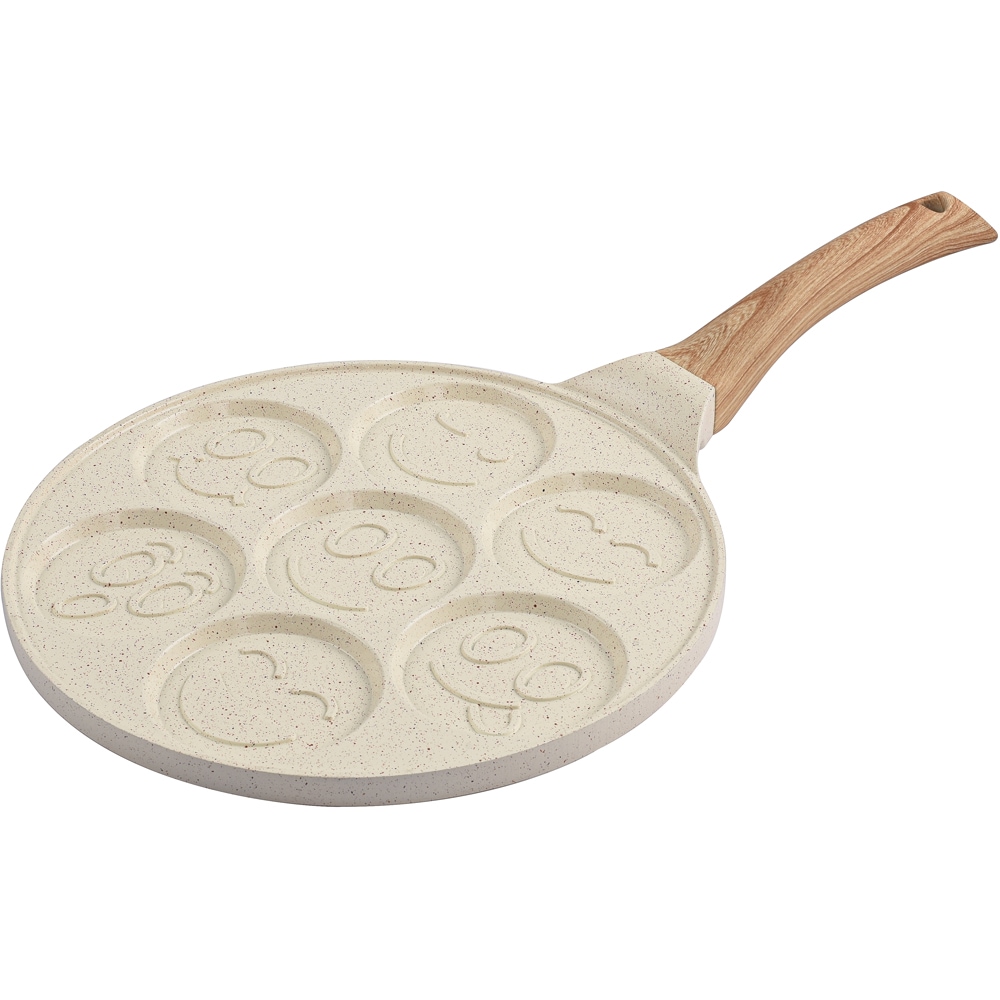 Tigaie clatite MYRIA MC4072, 26 cm, aluminiu, 7 forme emoji, bej