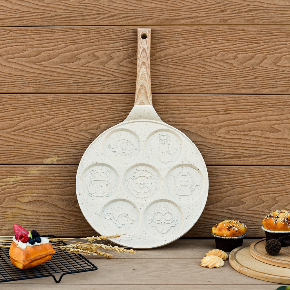 Tigaie clatite MYRIA MC4073, aluminiu, 26cm, 7 forme animalute, bej