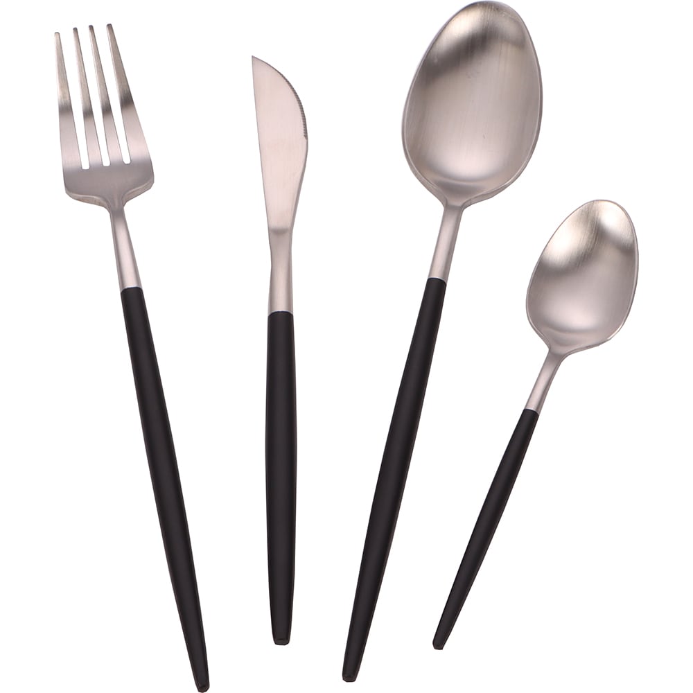 Set tacamuri MYRIA MC4090, 24 piese, inox, argintiu-negru