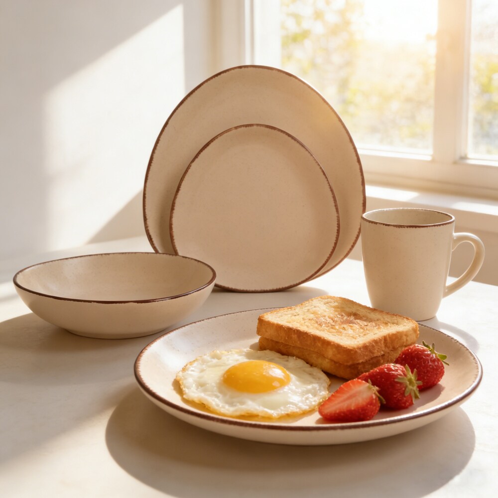 Set de masa MYRIA MC4091, 16 piese, ceramica, crem