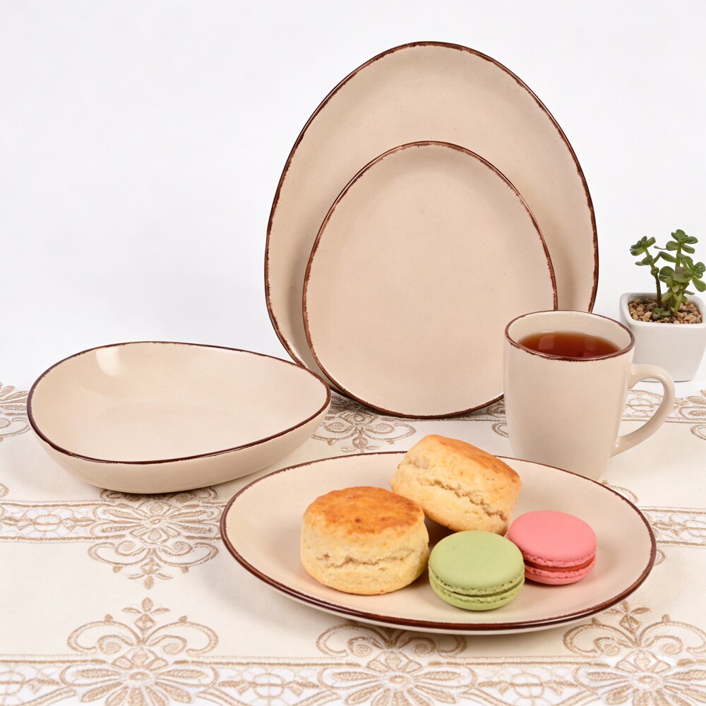 Set de masa MYRIA MC4091, 16 piese, ceramica, crem