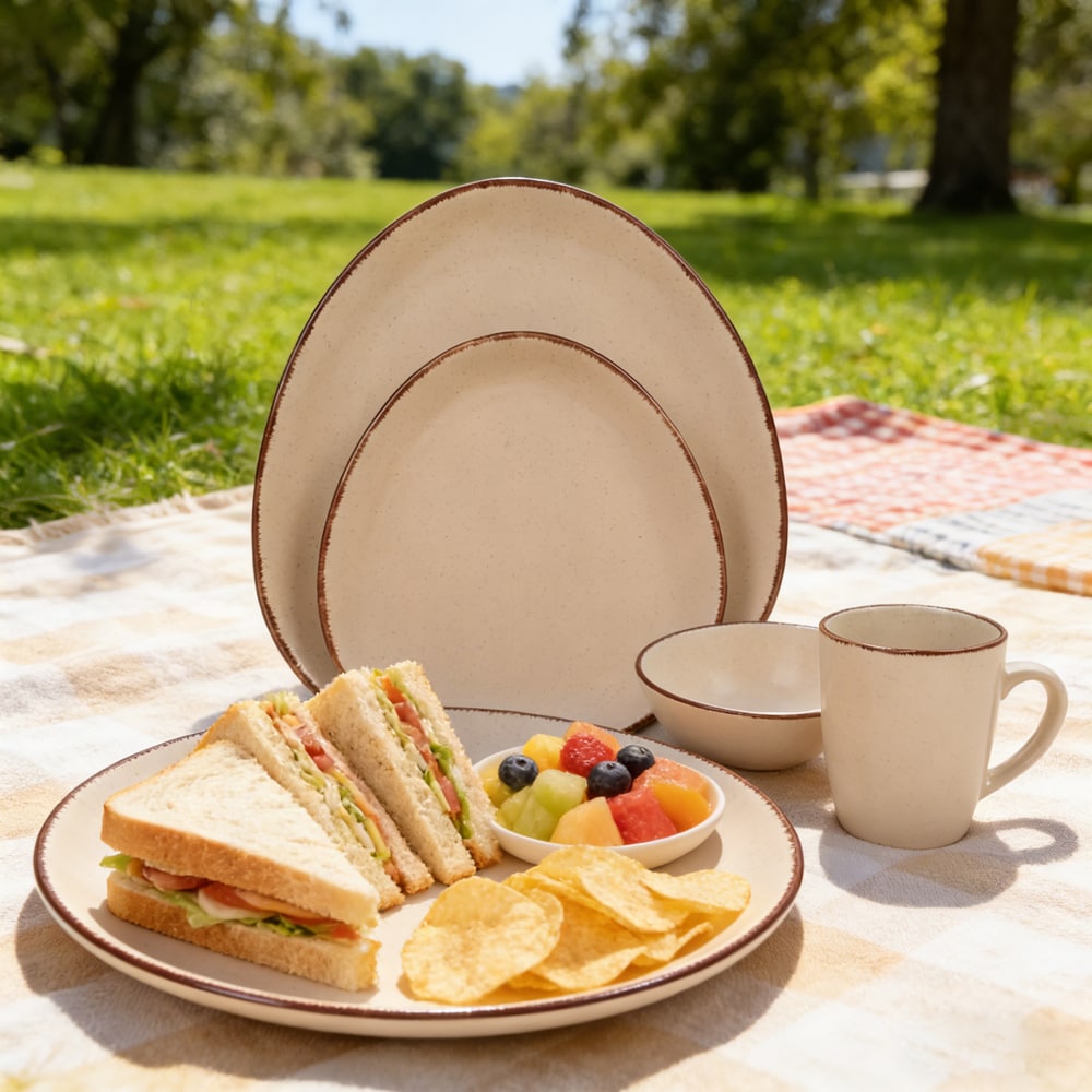 Set de masa MYRIA MC4091, 16 piese, ceramica, crem