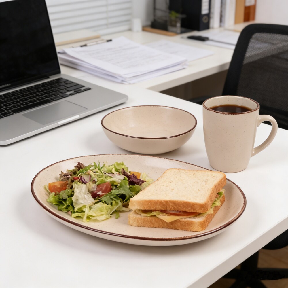 Set de masa MYRIA MC4091, 16 piese, ceramica, crem