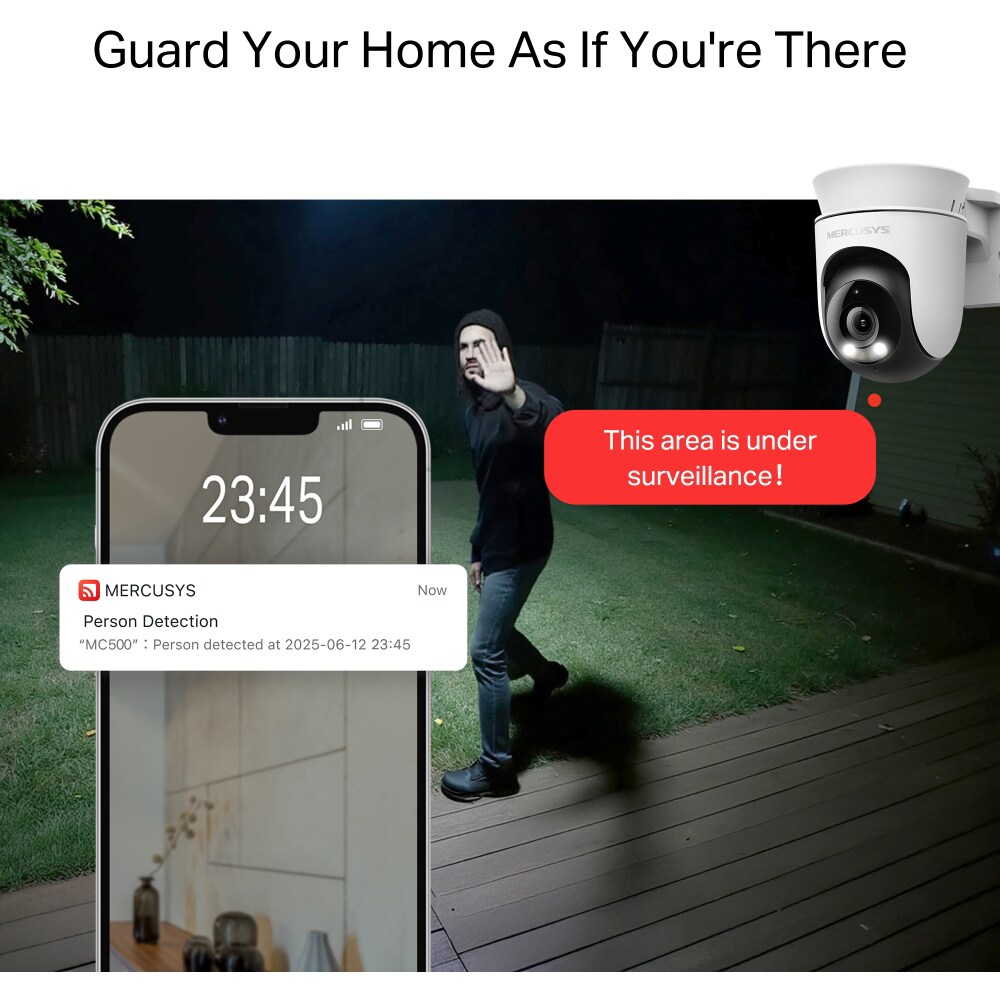 Camera IP Wireless MERCUSYS MC500, 1080p, IR, NightVision, alb