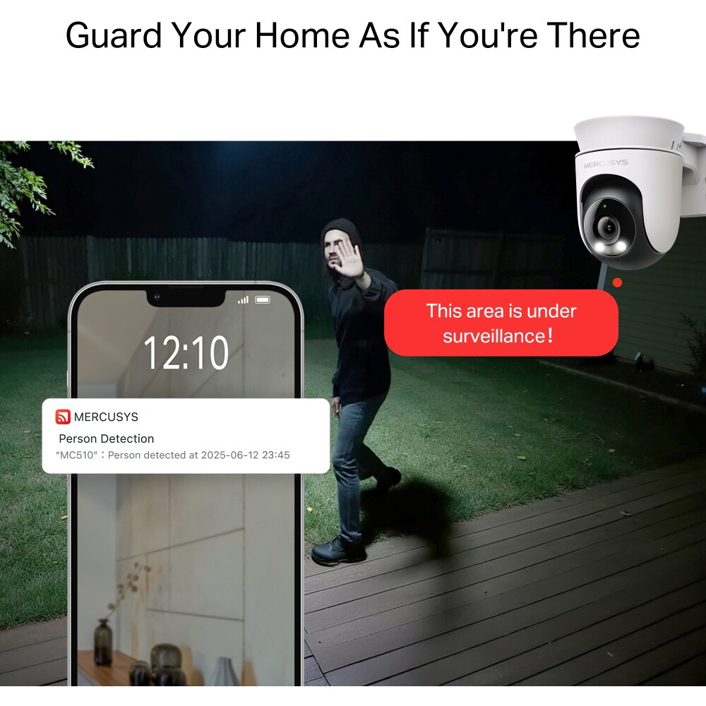 Camera IP Wireless MERCUSYS MC510, 1296p, IR, Night Vision, alb