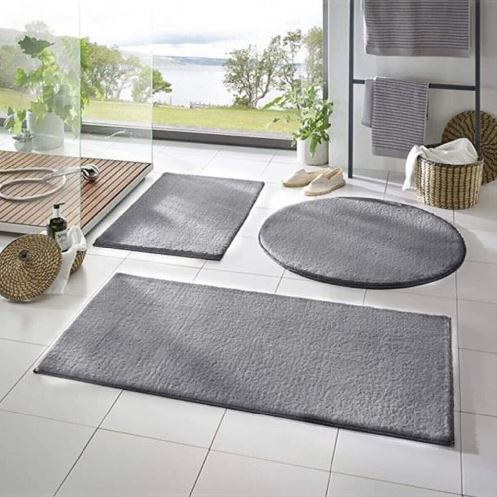 Set 3 covorase baie Mila Home, 50 x 90 cm, 50 x 60 cm, 50 x 50 cm, gri