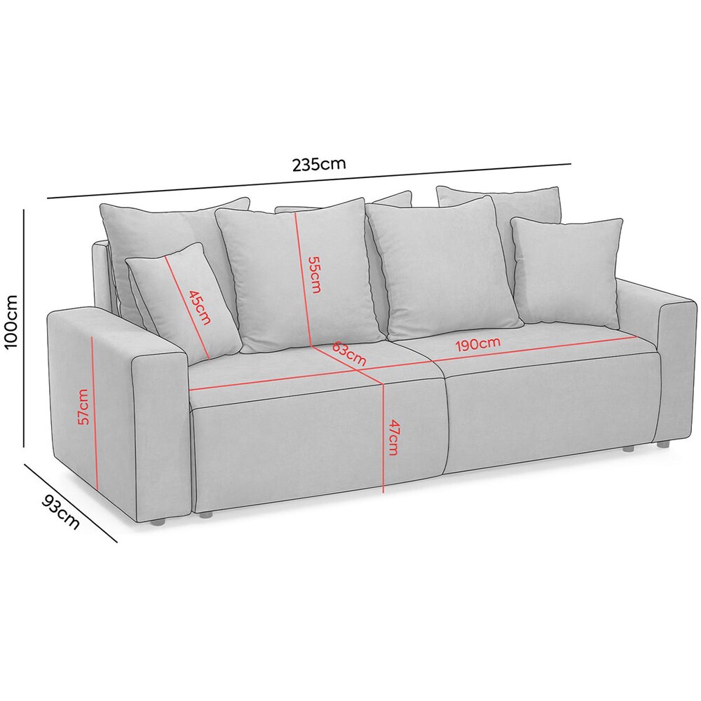 Canapea extensibila Livigno, 3 locuri, 235 x 93 x 100 cm, alb