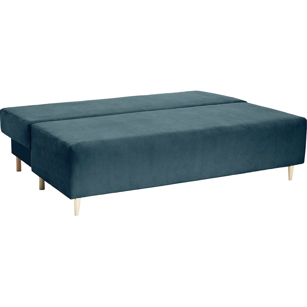 Canapea extensibila Candy, 3 locuri, lada depozitare, 190 x 100 x 95 cm, albastru inchis