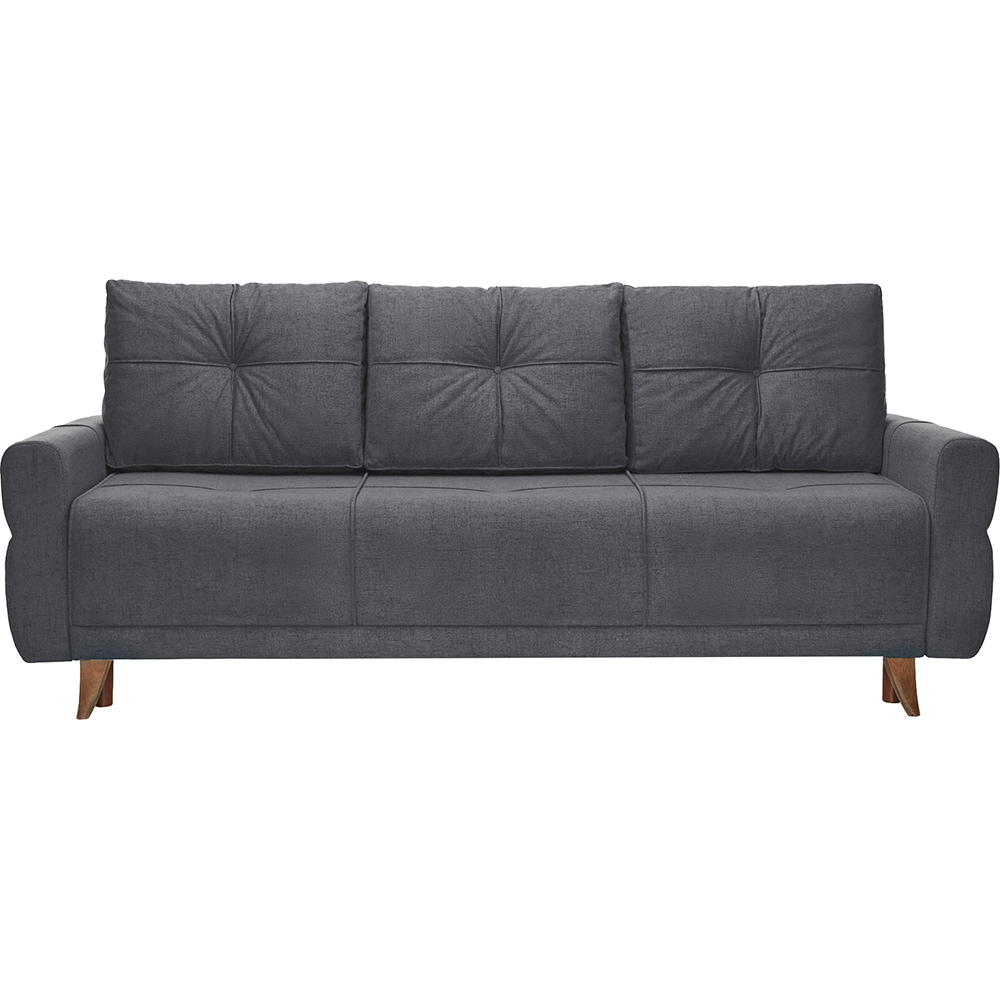 Canapea extensibila Larin, 3 locuri, lada depozitare, 220 x 100 x 90 cm, gri inchis