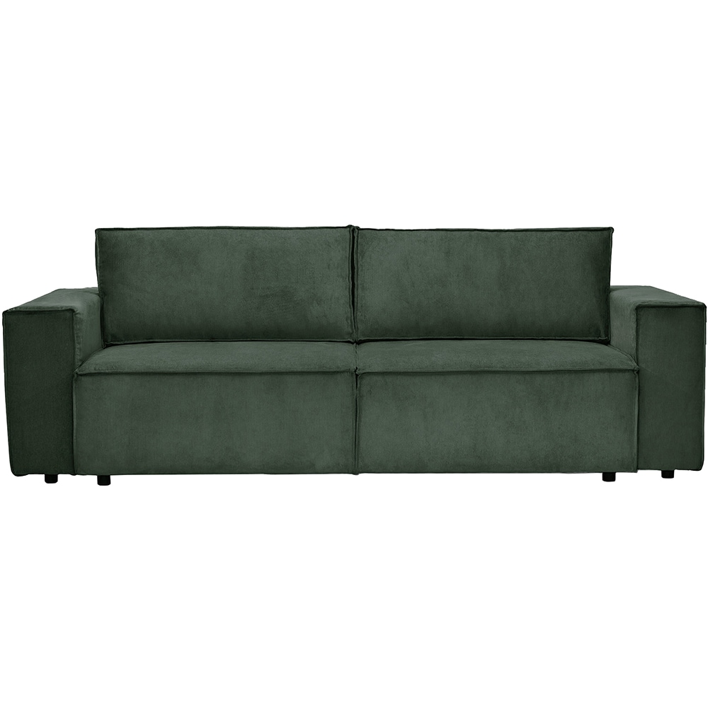 Canapea extensibila Cloud, 3 locuri, lada depozitare, 240 x 85 x 87 cm, verde inchis