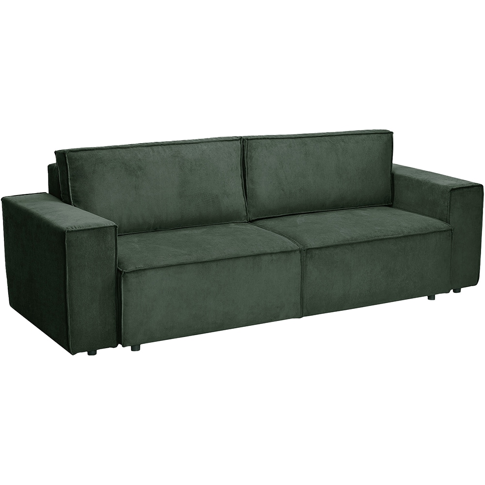 Canapea extensibila Cloud, 3 locuri, lada depozitare, 240 x 85 x 87 cm, verde inchis