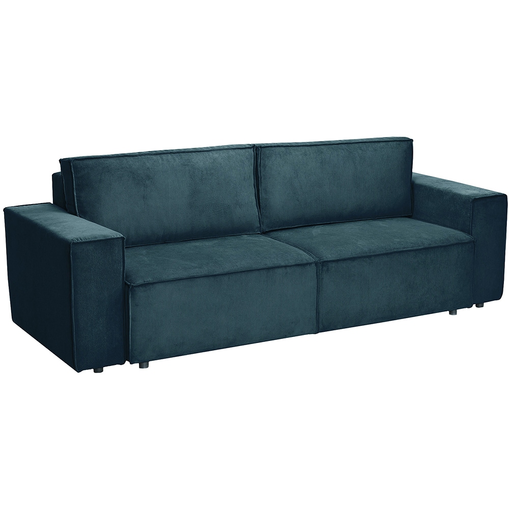 Canapea extensibila Cloud, 3 locuri, lada depozitare, 240 x 85 x 87 cm, albastru inchis