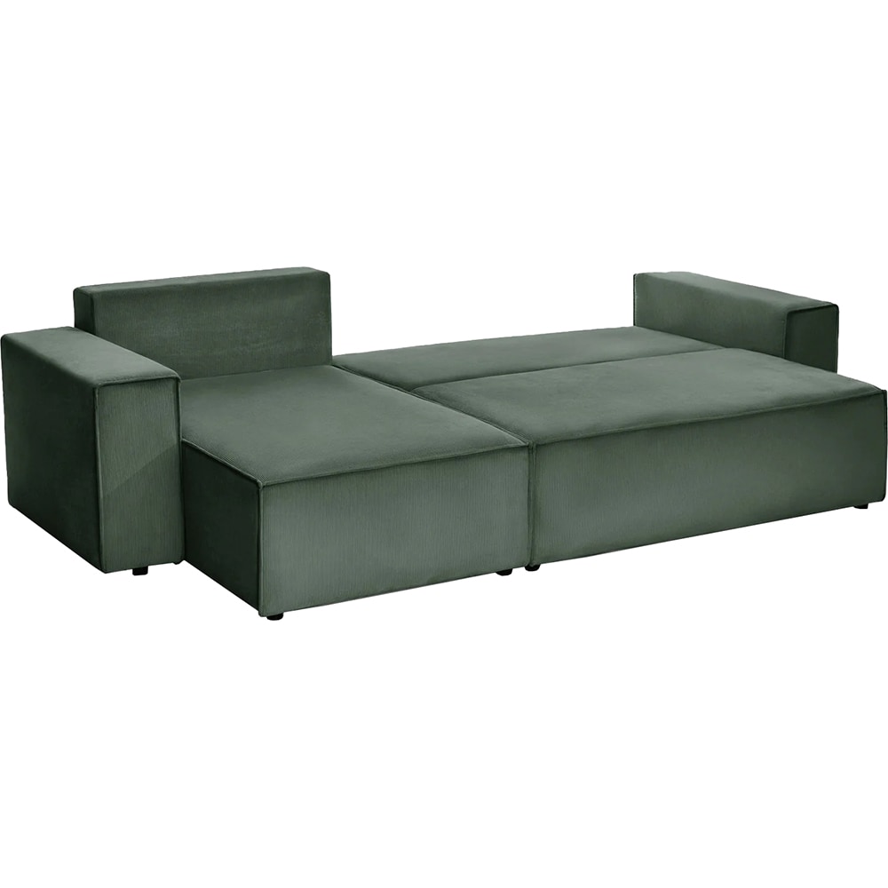 Coltar extensibil Cloud, 3 locuri, lada depozitare, 275 x 85 x 145 cm, verde inchis