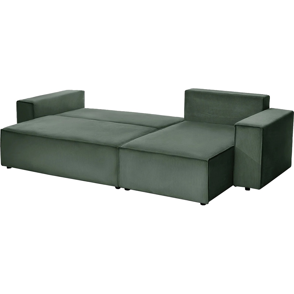 Coltar extensibil Cloud, 3 locuri, lada depozitare, 275 x 85 x 145 cm, verde inchis