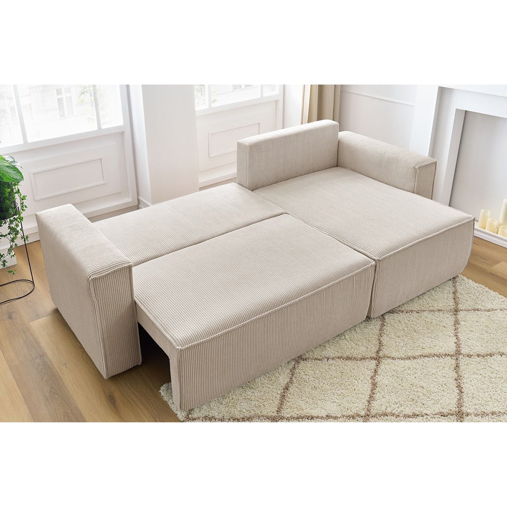 Coltar extensibil Cloud, 3 locuri, lada depozitare, 275 x 85 x 145 cm, bej