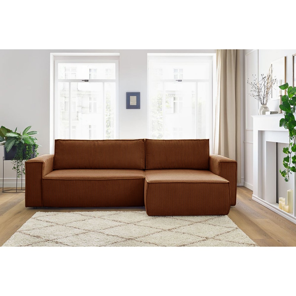 Coltar extensibil Cloud, 3 locuri, lada depozitare, 275 x 85 x 145 cm, caramiziu