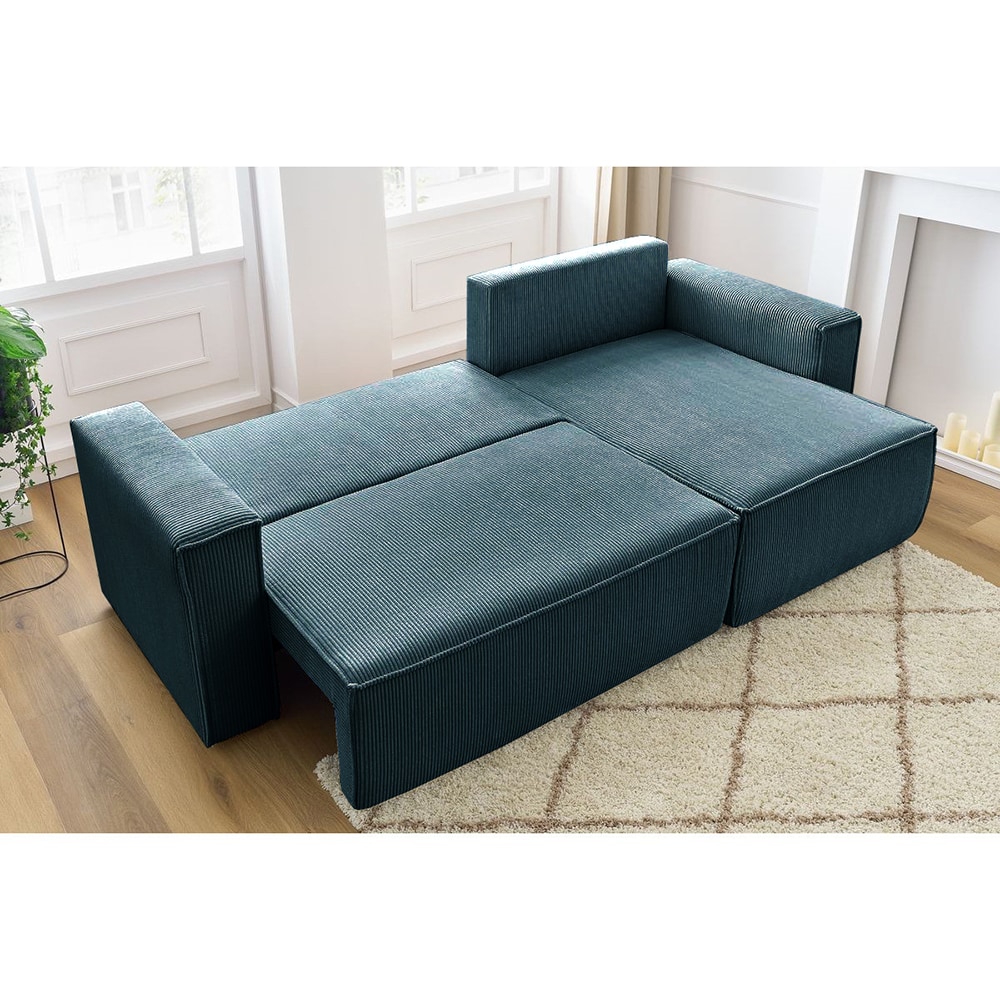 Coltar extensibil Cloud, 3 locuri, lada depozitare, 275 x 85 x 145 cm, albastru inchis