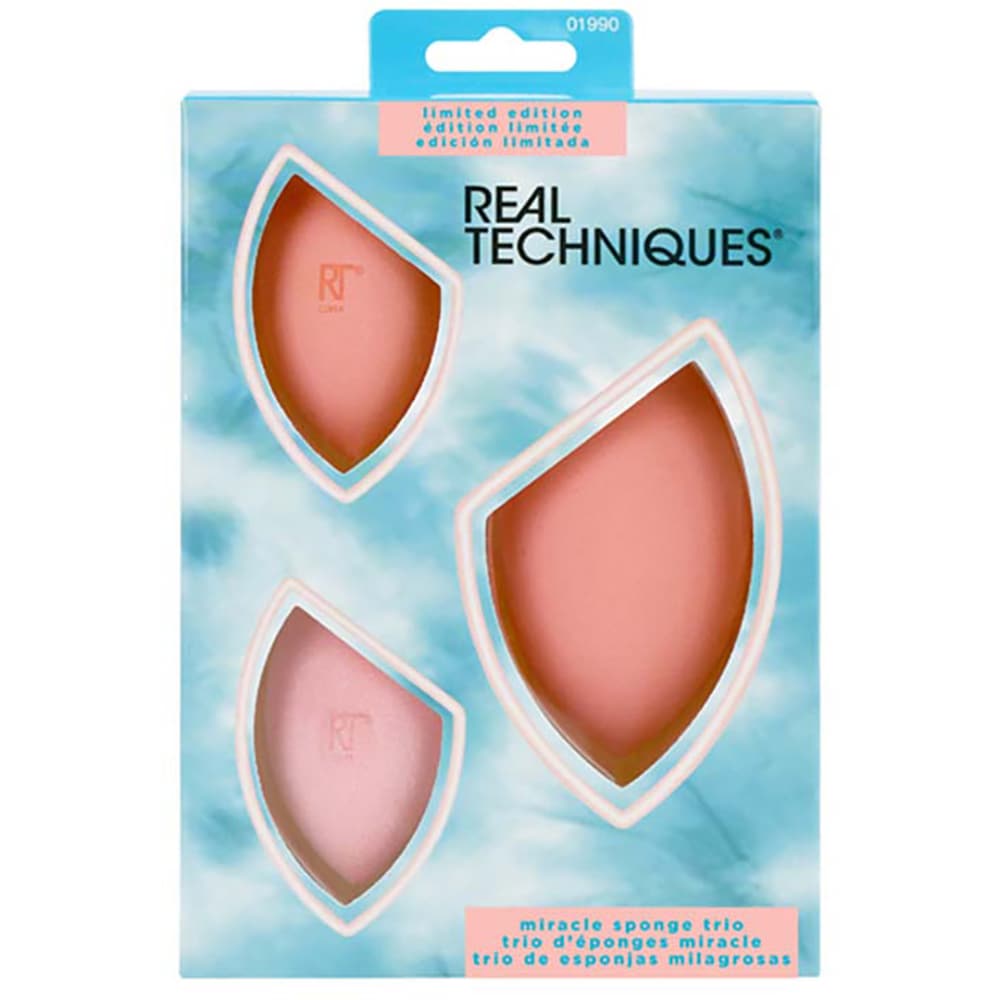 Burete pentru aplicarea fondului de ten REAL TECHNIQUES Miracle Sponge Trio, 3 buc, multicolor
