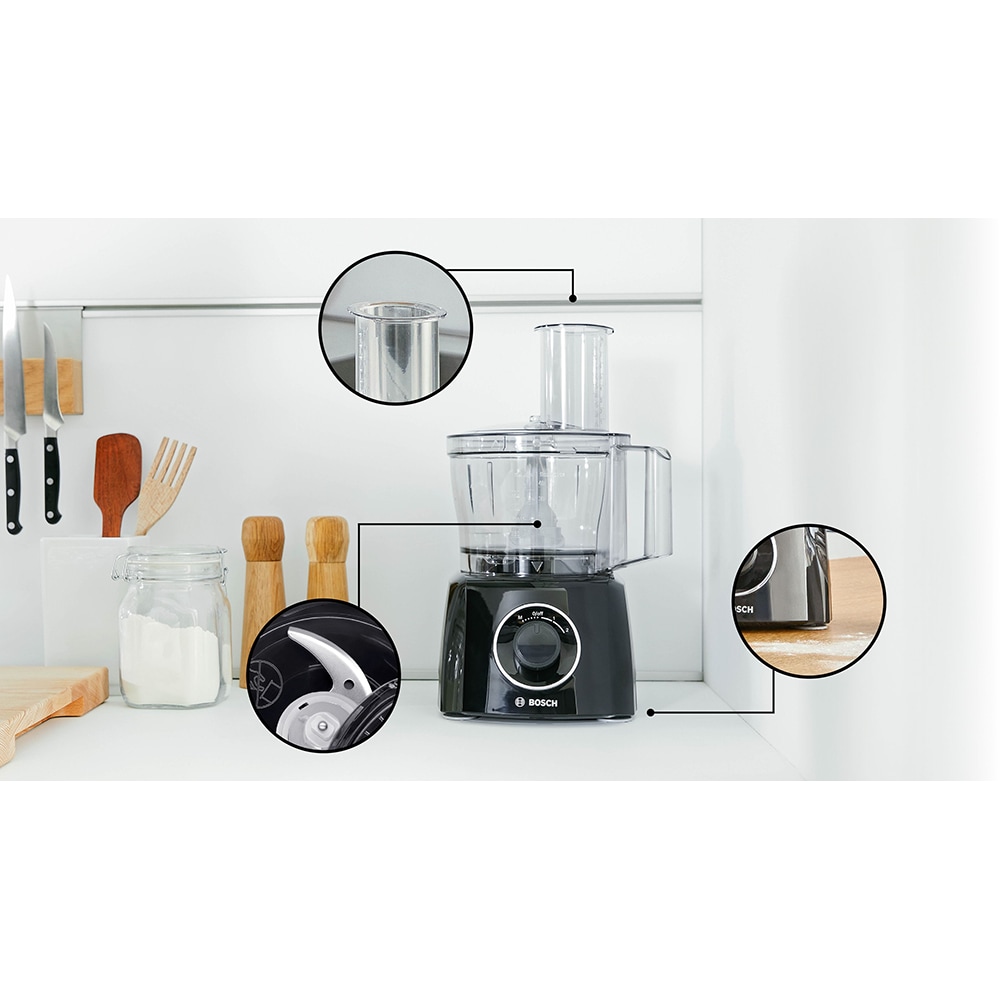 Robot de bucatarie BOSCH MultiTalent 3 MCM3231B, vas 2.3l, blender 1.5l, 800W, 2 trepte viteza, negru