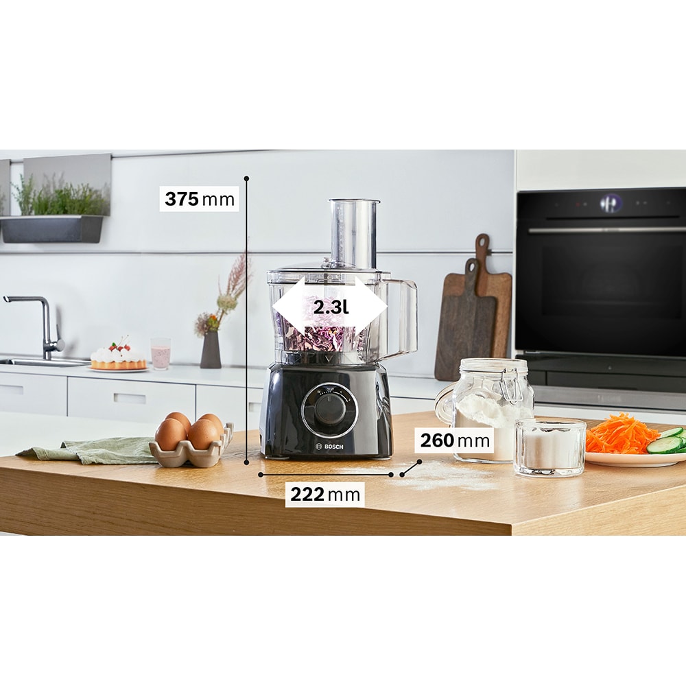 Robot de bucatarie BOSCH MultiTalent 3 MCM3231B, vas 2.3l, blender 1.5l, 800W, 2 trepte viteza, negru