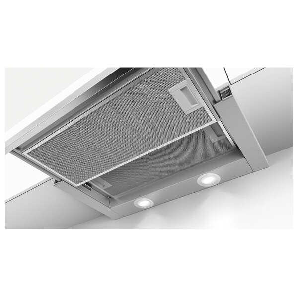 Hota incorporabila telescopica BOSCH DFM064W50, 1 motor, 400m3/h, L 60 cm, argintiu