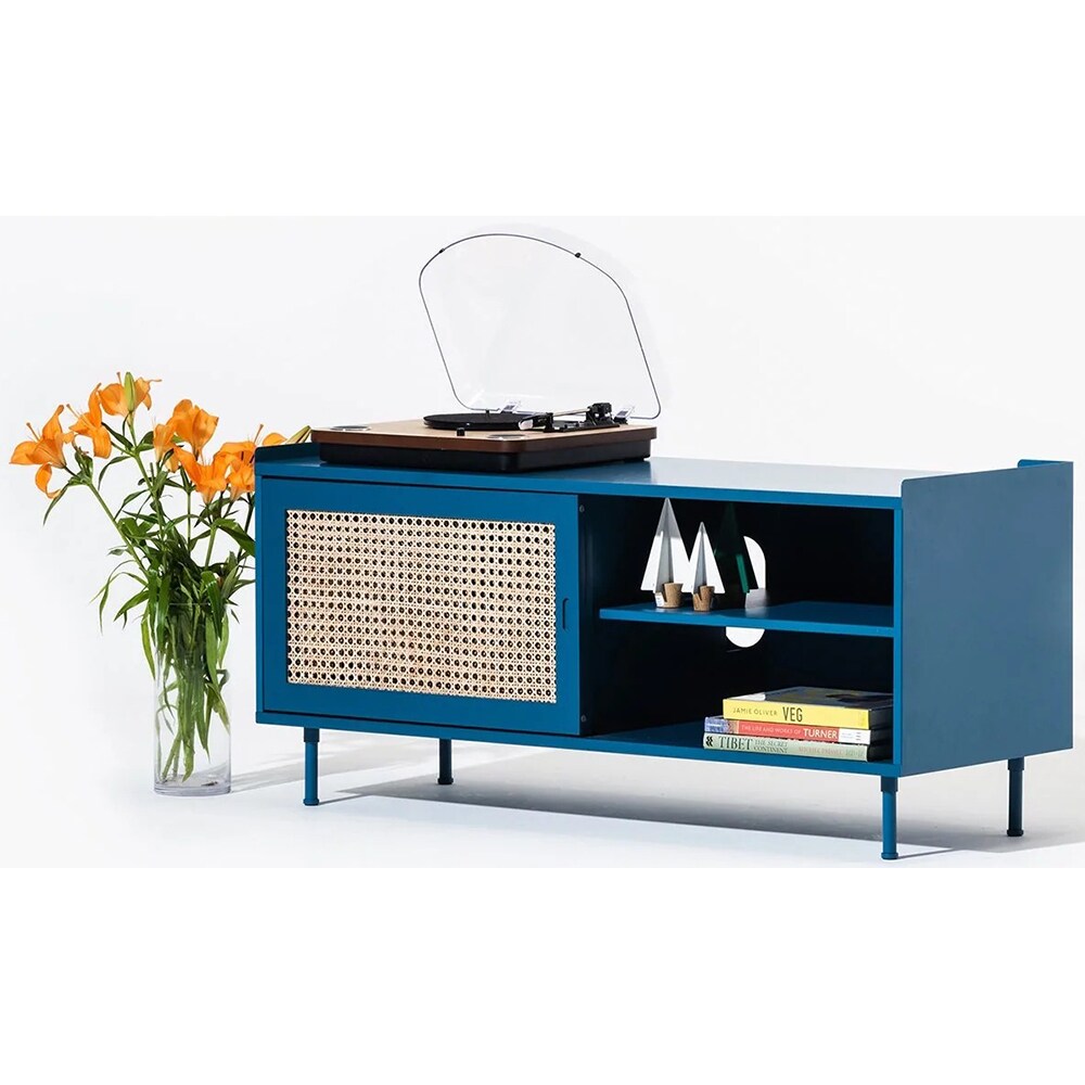 Comoda TV Wrap Wicker S, albastru-maro deschis, 120 x 35 x 52.5 cm