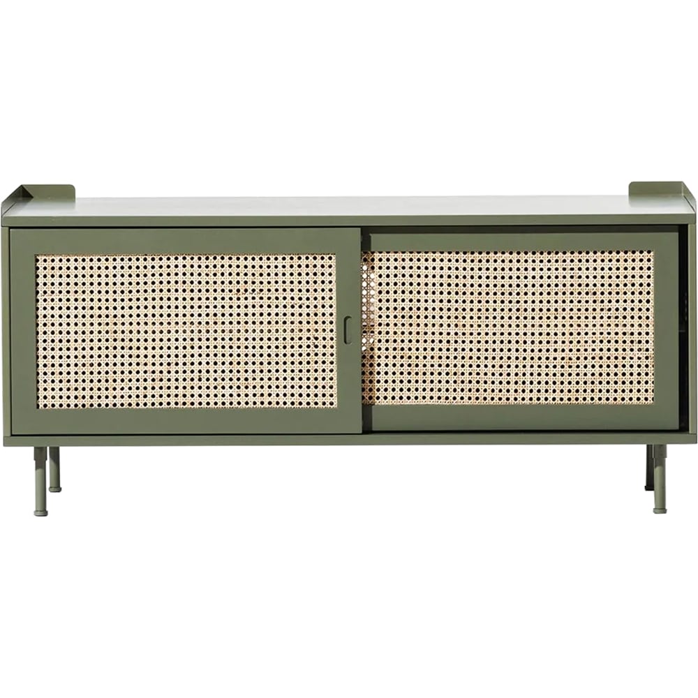 Comoda TV Wrap Wicker S, verde-maro deschis, 120 x 35 x 52.5 cm