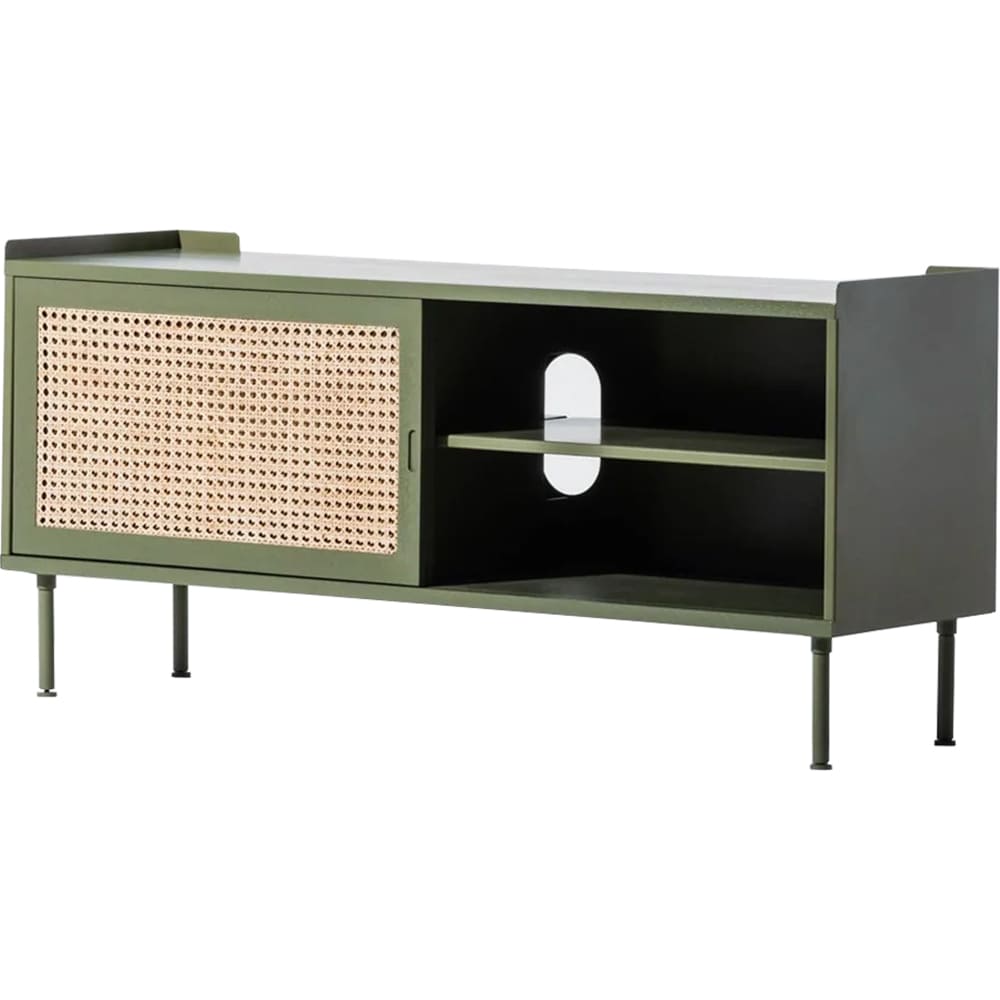 Comoda TV Wrap Wicker S, verde-maro deschis, 120 x 35 x 52.5 cm