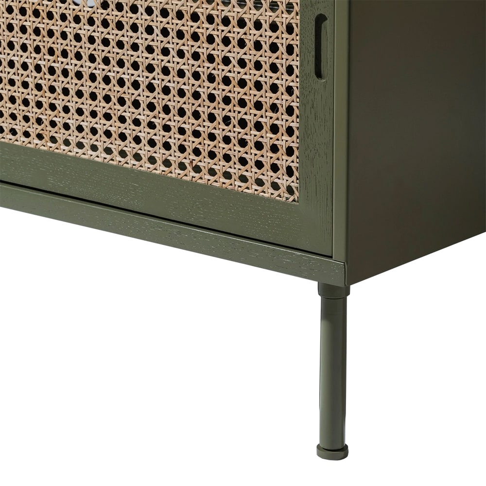 Comoda TV Wrap Wicker S, verde-maro deschis, 120 x 35 x 52.5 cm