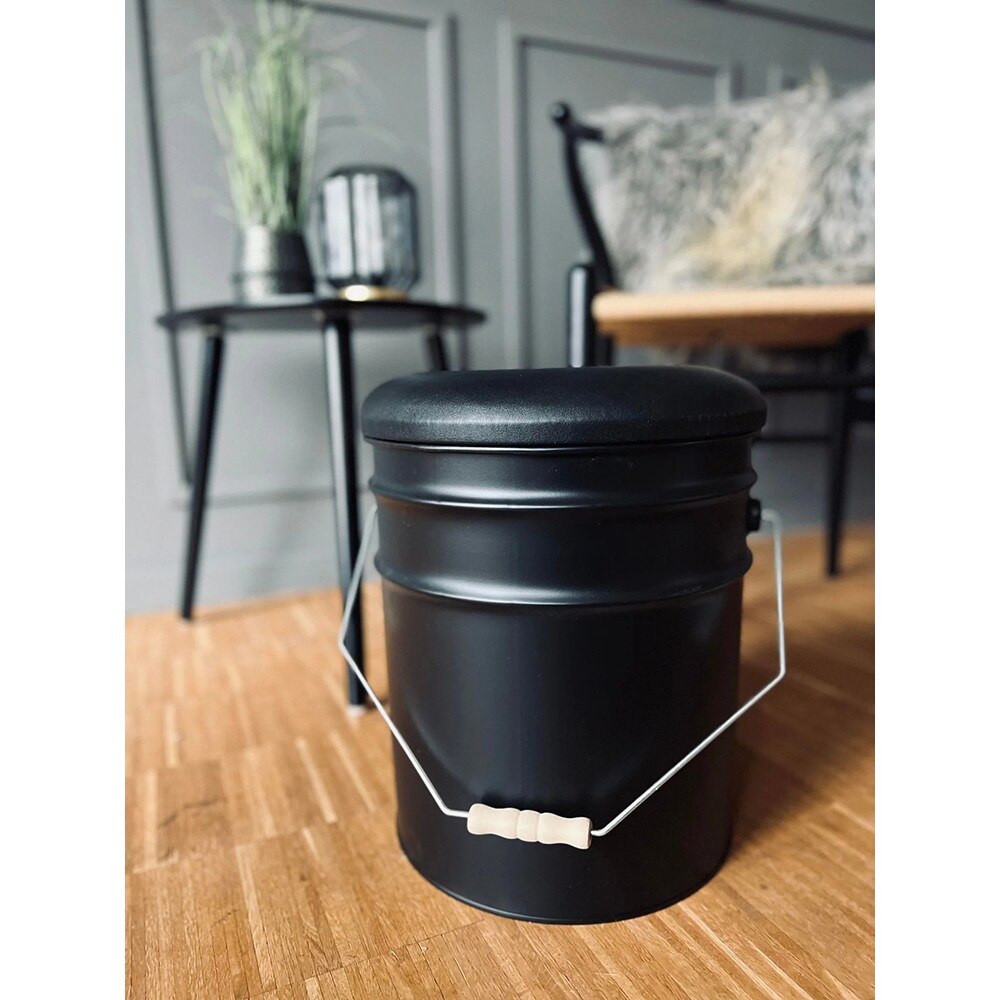 Taburet FZ1000140, metal, D 34 x 34 cm, negru